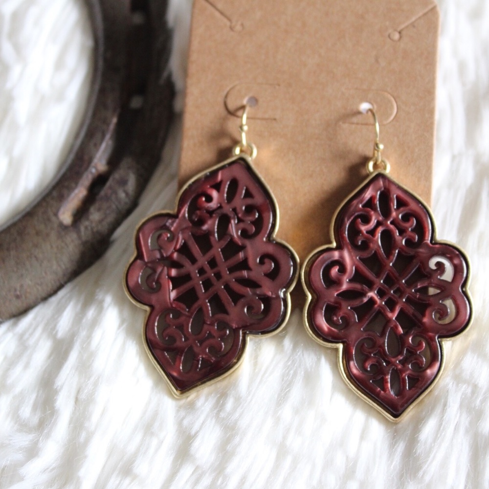Maroon Resin Earrings